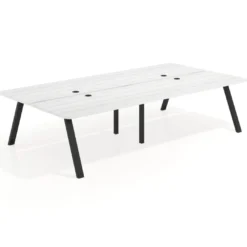 Mesa multipuesto UvePro Bench doble, fondo 166 cm, sobre curvo, estructura negra