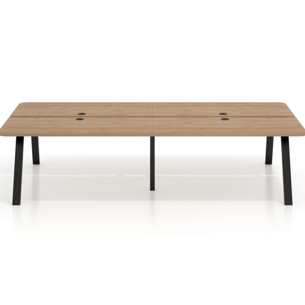 Mesa multipuesto UvePro Bench doble, fondo 166 cm, sobre curvo, estructura negra
