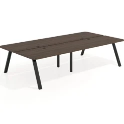 Mesa multipuesto UvePro Bench doble, fondo 166 cm, sobre curvo, estructura negra