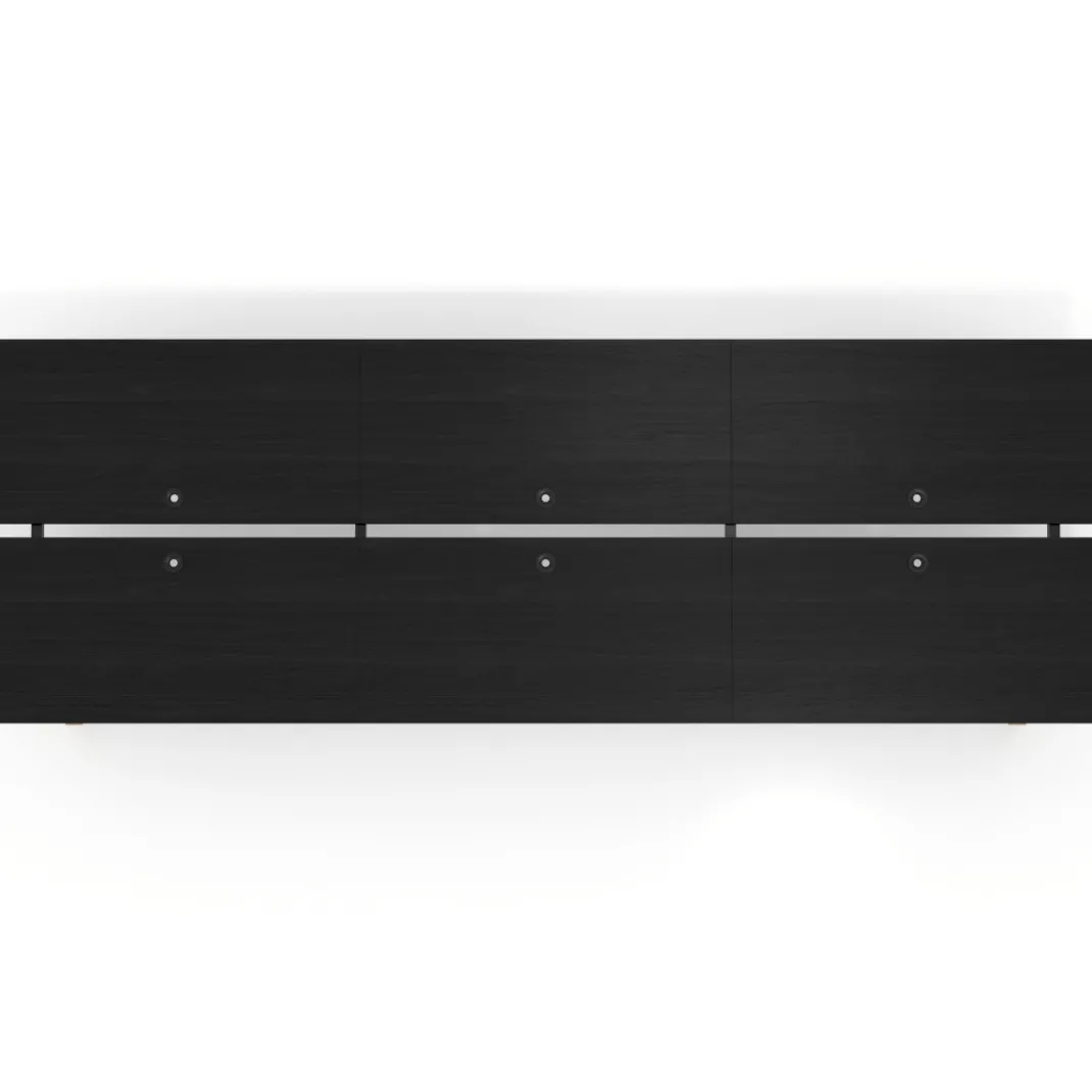 Mesa multipuesto UvePro Bench triple, fondo 166 cm, estructura negra/madera