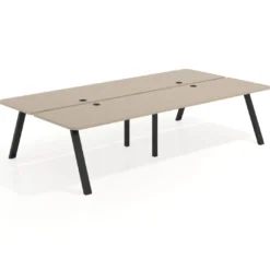 Mesa multipuesto UvePro Bench doble, fondo 166 cm, sobre curvo, estructura negra