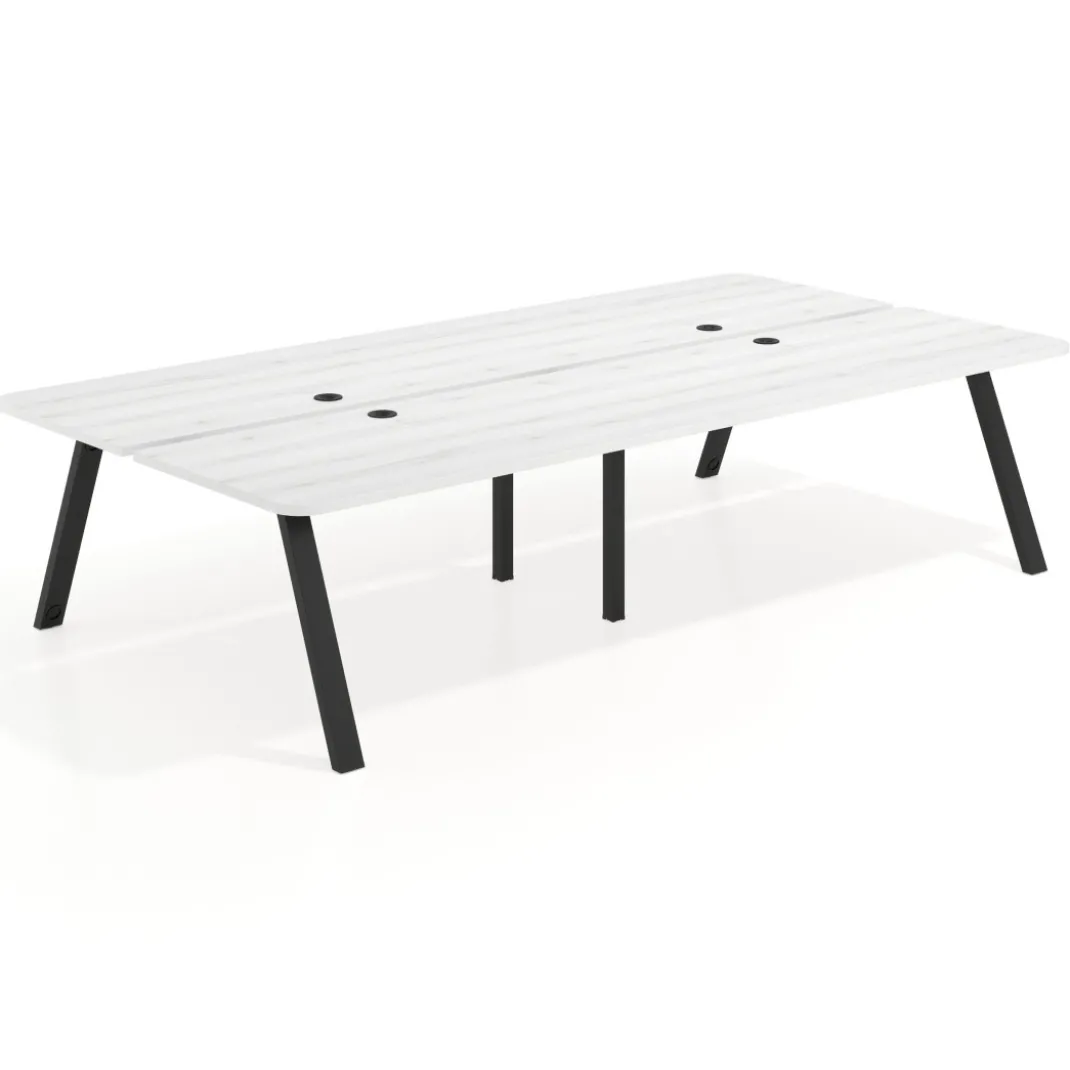 Mesa multipuesto UvePro Bench doble, fondo 166 cm, sobre curvo, estructura negra