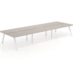 Mesa multipuesto UvePro Bench triple, fondo 166 cm, estructura blanca