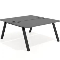 Mesa multipuesto UvePro Bench fondo 166 cm, sobre curvo, estructura negra