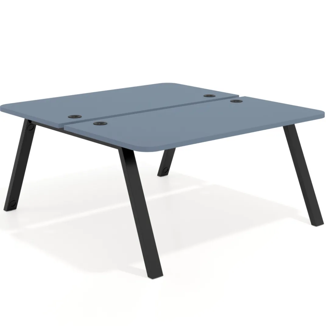 Mesa multipuesto UvePro Bench fondo 166 cm, sobre curvo, estructura negra