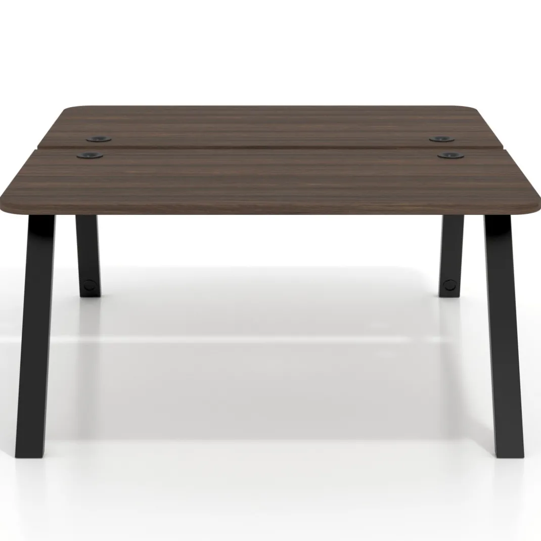 Mesa multipuesto UvePro Bench fondo 166 cm, sobre curvo, estructura negra