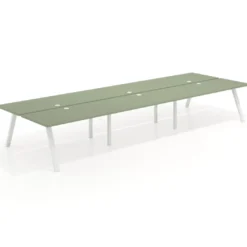 Mesa multipuesto UvePro Bench triple, fondo 166 cm, estructura blanca