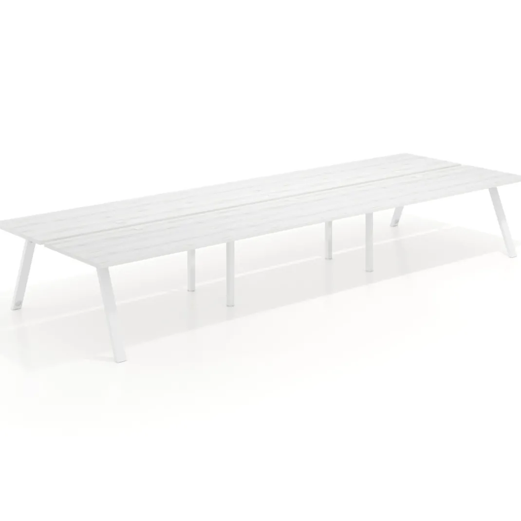 Mesa multipuesto UvePro Bench triple, fondo 166 cm, estructura blanca