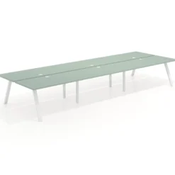 Mesa multipuesto UvePro Bench triple, fondo 166 cm, estructura blanca