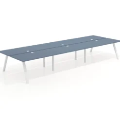 Mesa multipuesto UvePro Bench triple, fondo 166 cm, estructura blanca