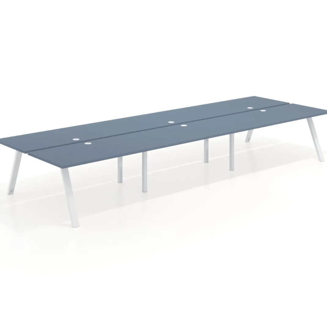 Mesa multipuesto UvePro Bench triple, fondo 166 cm, estructura blanca