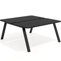 Mesa multipuesto UvePro Bench fondo 166 cm, sobre curvo, estructura negra