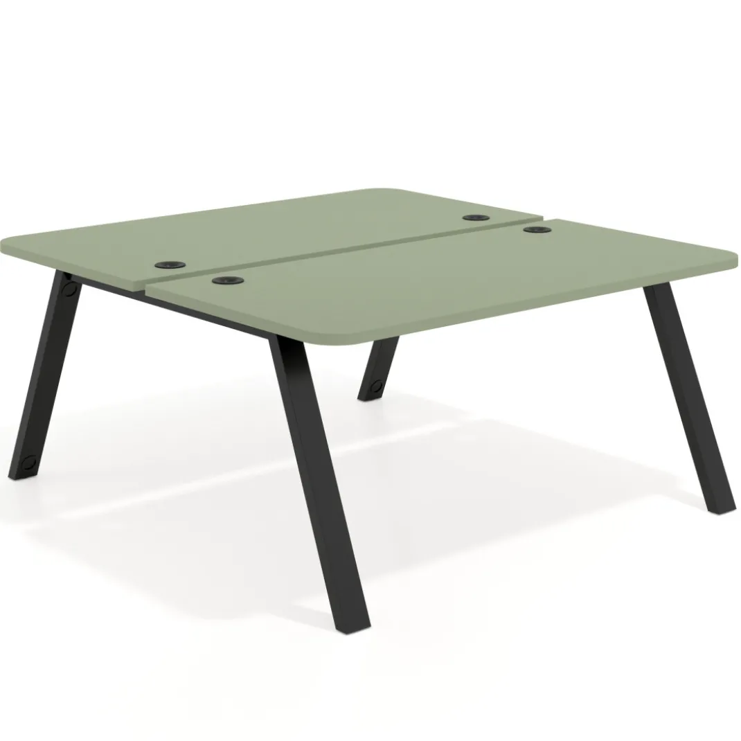 Mesa multipuesto UvePro Bench fondo 166 cm, sobre curvo, estructura negra