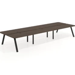 Mesa multipuesto UvePro Bench triple, fondo 166 cm, sobre curvo, estructura negra