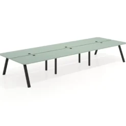 Mesa multipuesto UvePro Bench triple, fondo 166 cm, sobre curvo, estructura negra