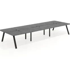 Mesa multipuesto UvePro Bench triple, fondo 166 cm, sobre curvo, estructura negra