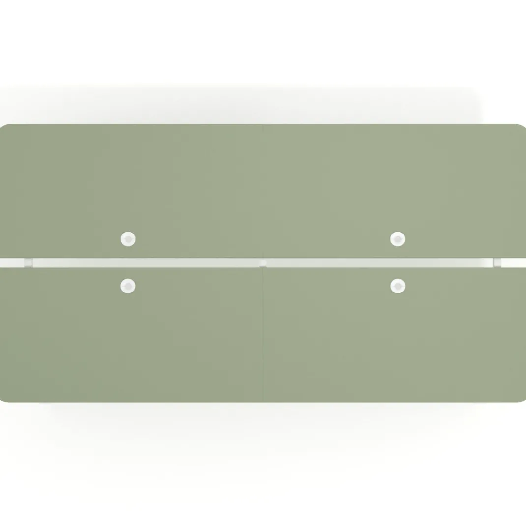 Mesa multipuesto UvePro Bench doble, fondo 166 cm, sobre curvo, estructura blanca