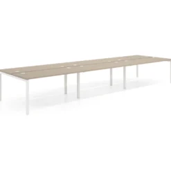 Mesa oficina multipuesto bench triple Kube, fondo 142cm, estructura blanco