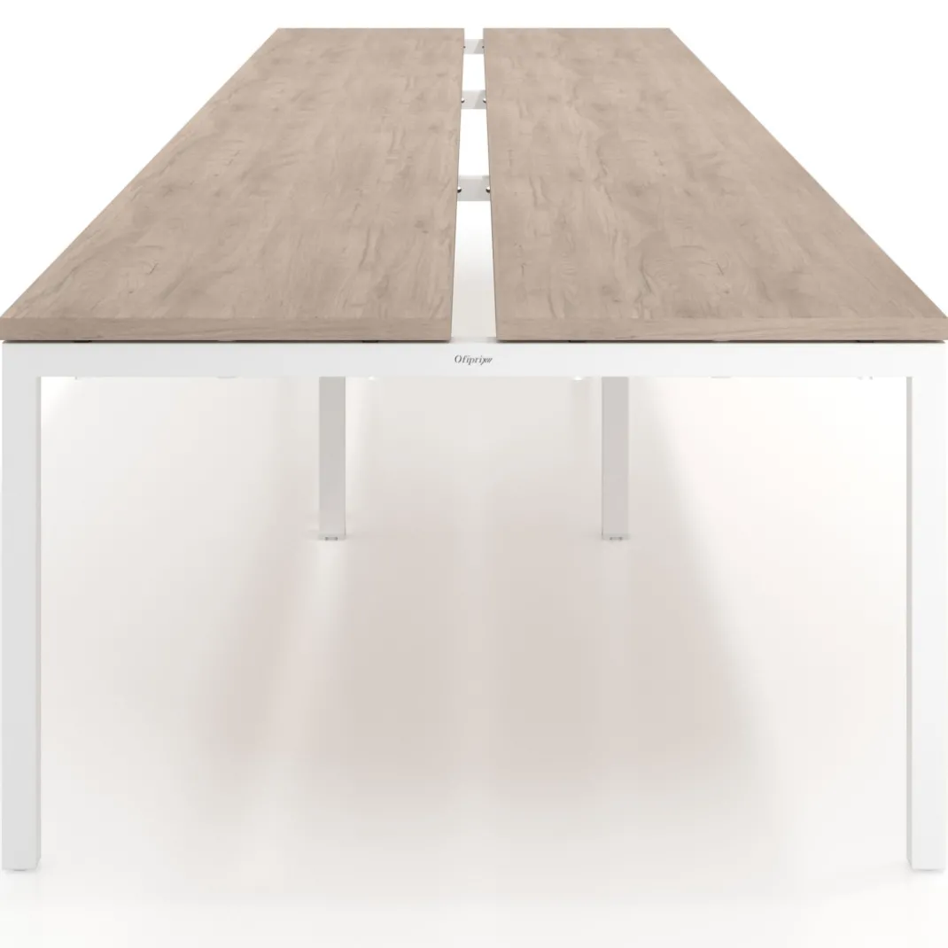 Mesa oficina multipuesto bench triple Kube, fondo 126 cm, estructura blanco