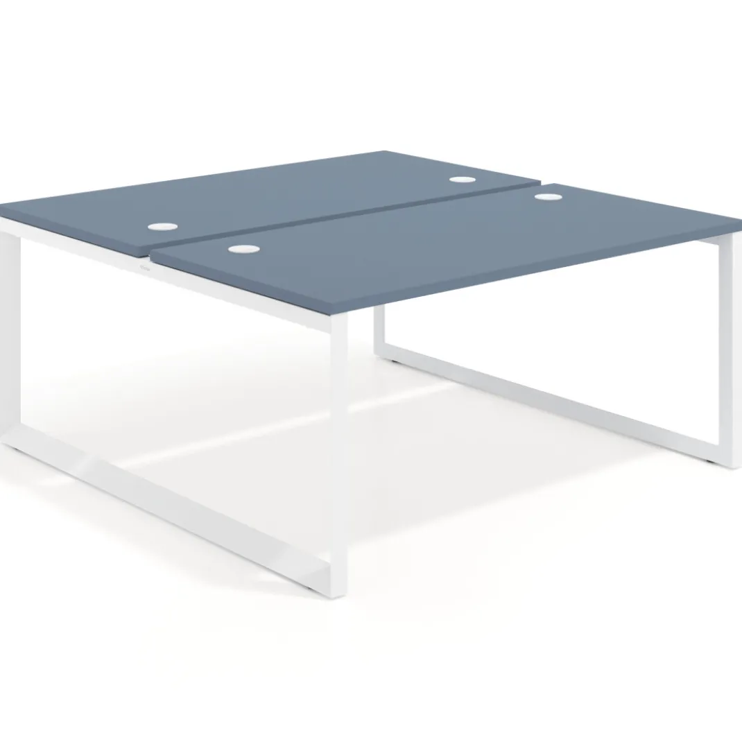 Mesa oficina multipuesto bench Delta fondo 166cm estructura blanca