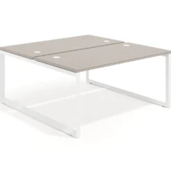 Mesa oficina multipuesto bench Delta fondo 166cm estructura blanca
