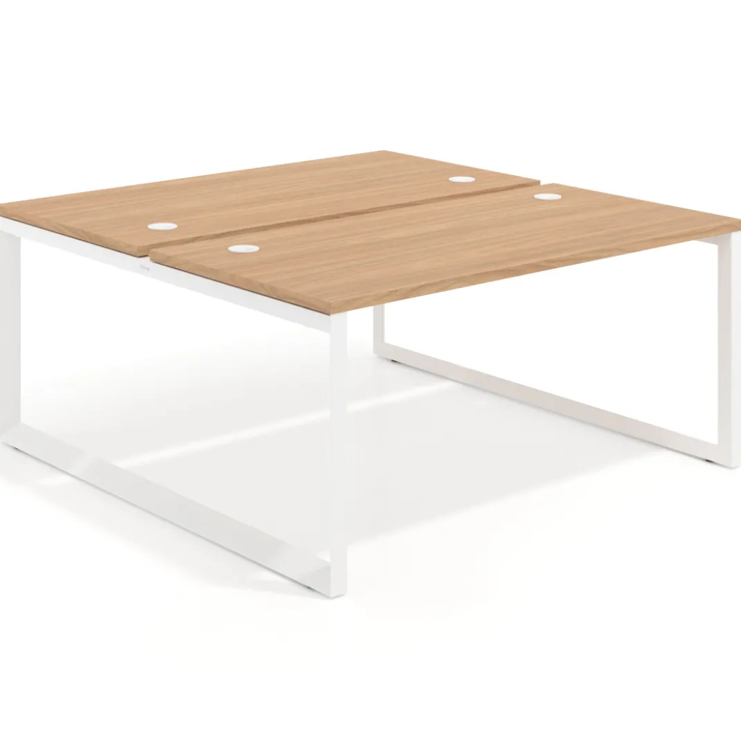 Mesa oficina multipuesto bench Delta fondo 166cm estructura blanca