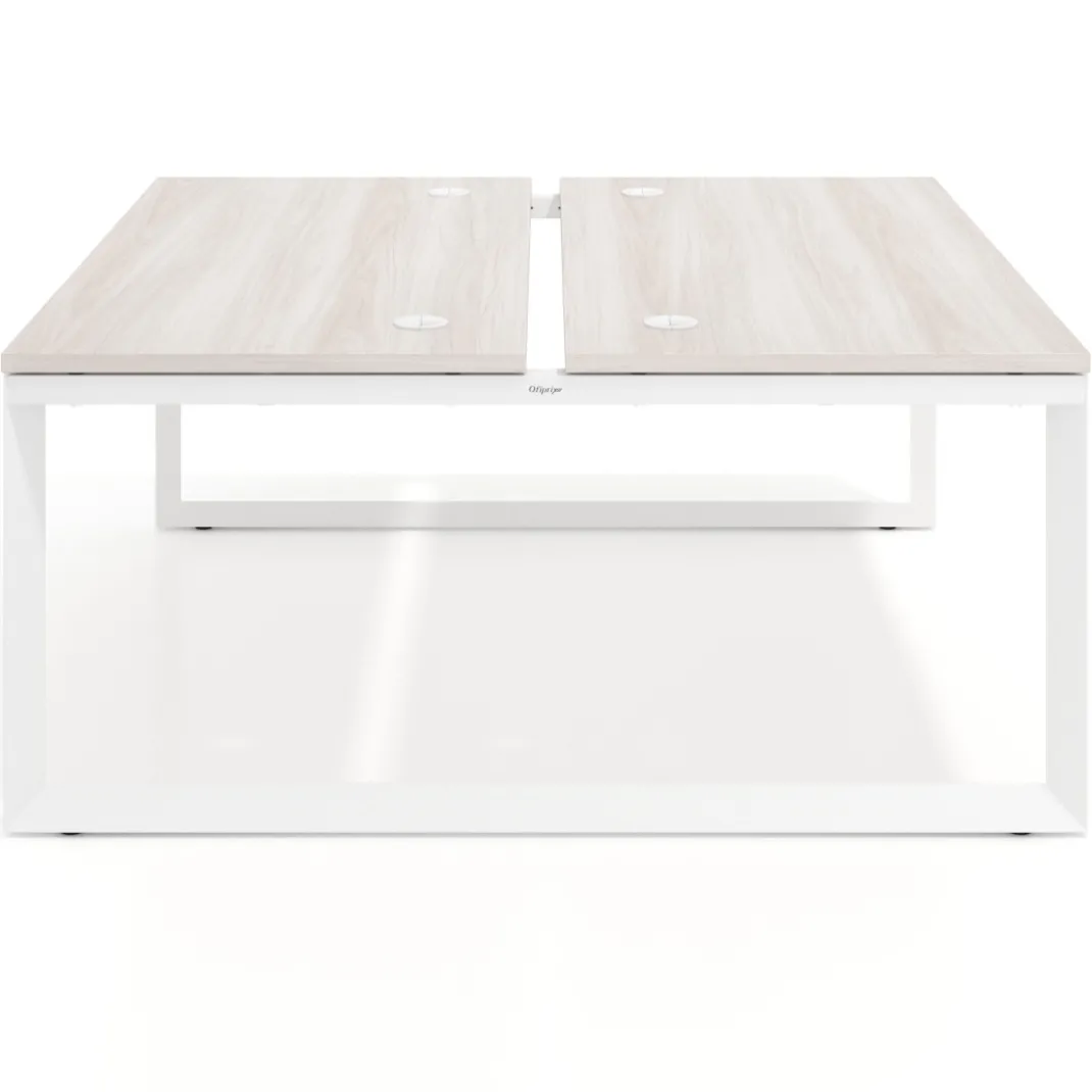 Mesa oficina multipuesto bench Delta fondo 166cm estructura blanca