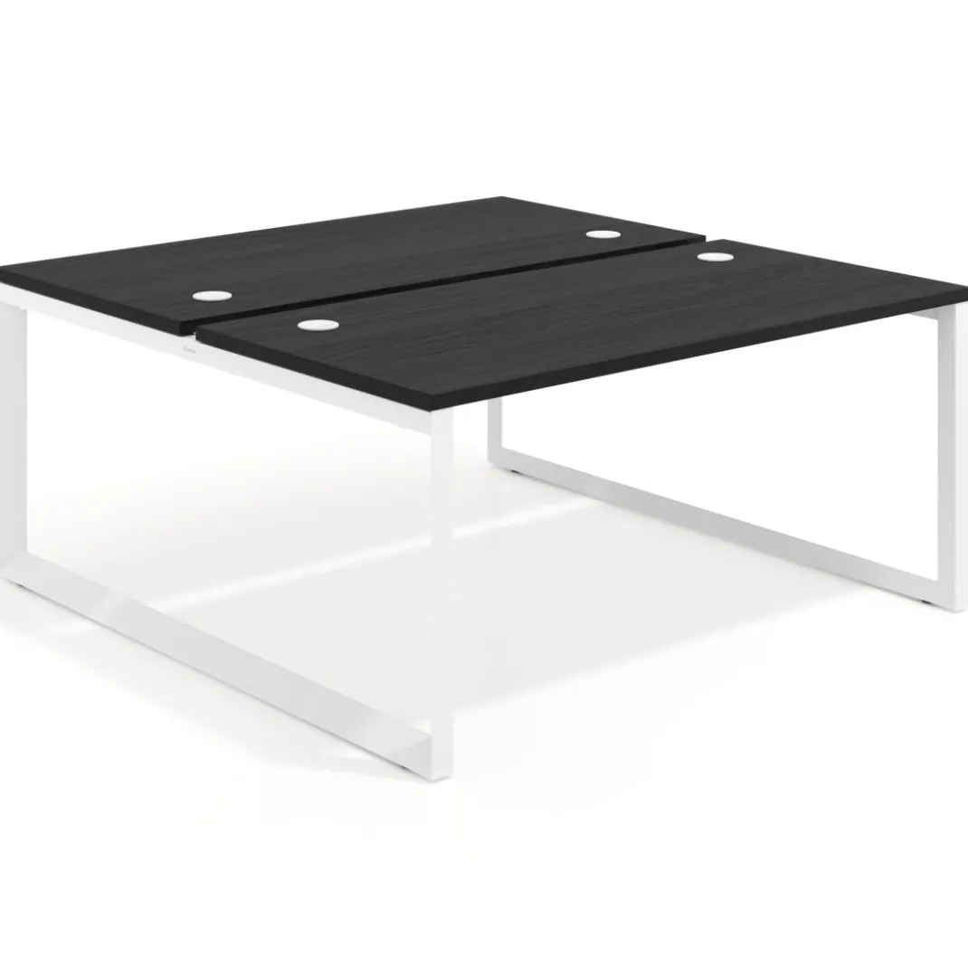 Mesa oficina multipuesto bench Delta fondo 166cm estructura blanca