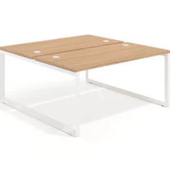Mesa oficina multipuesto bench Delta fondo 166cm estructura blanca