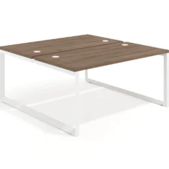 Mesa oficina multipuesto bench Delta fondo 166cm estructura blanca