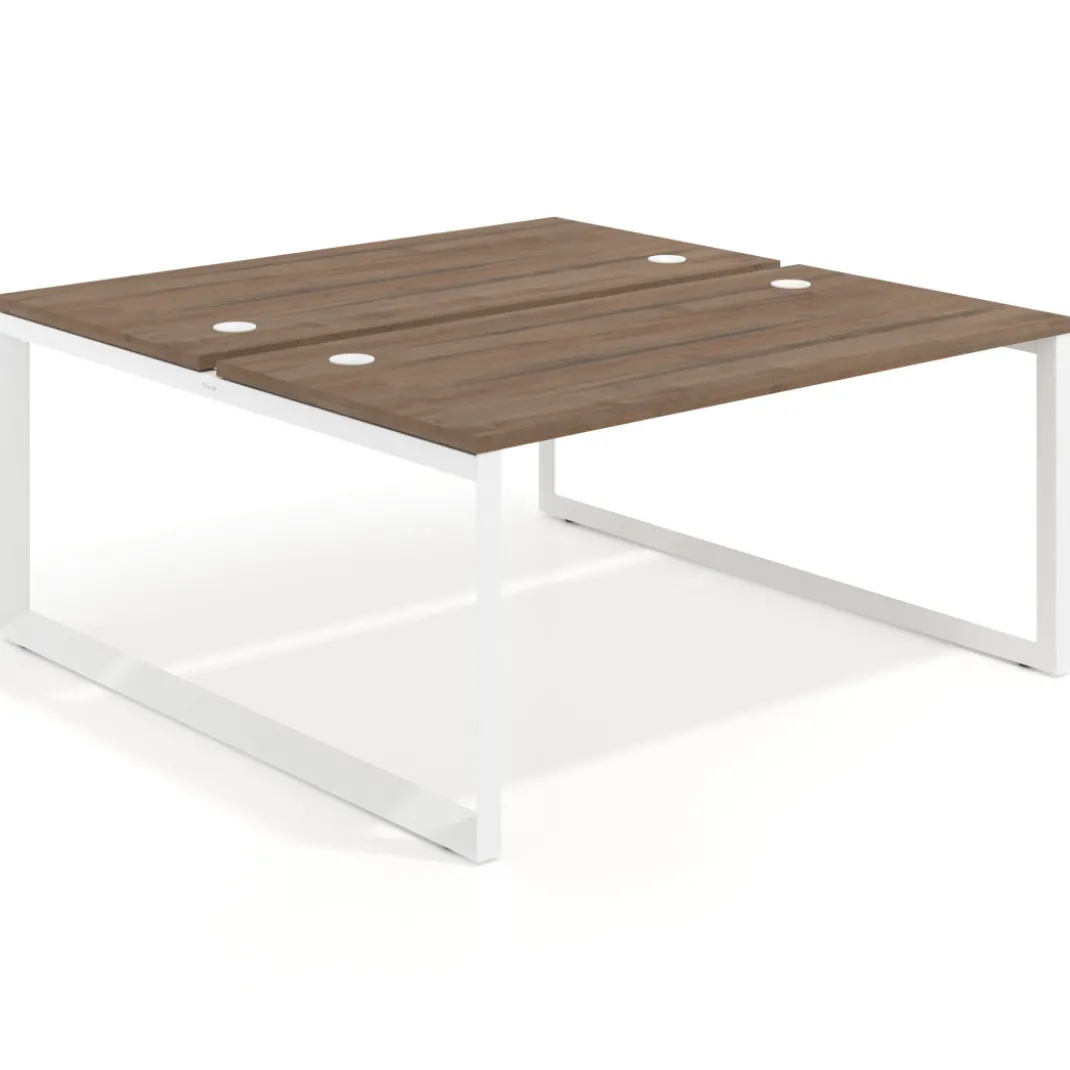Mesa oficina multipuesto bench Delta fondo 166cm estructura blanca