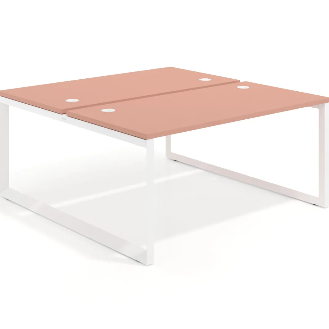 Mesa oficina multipuesto bench Delta fondo 166cm estructura blanca