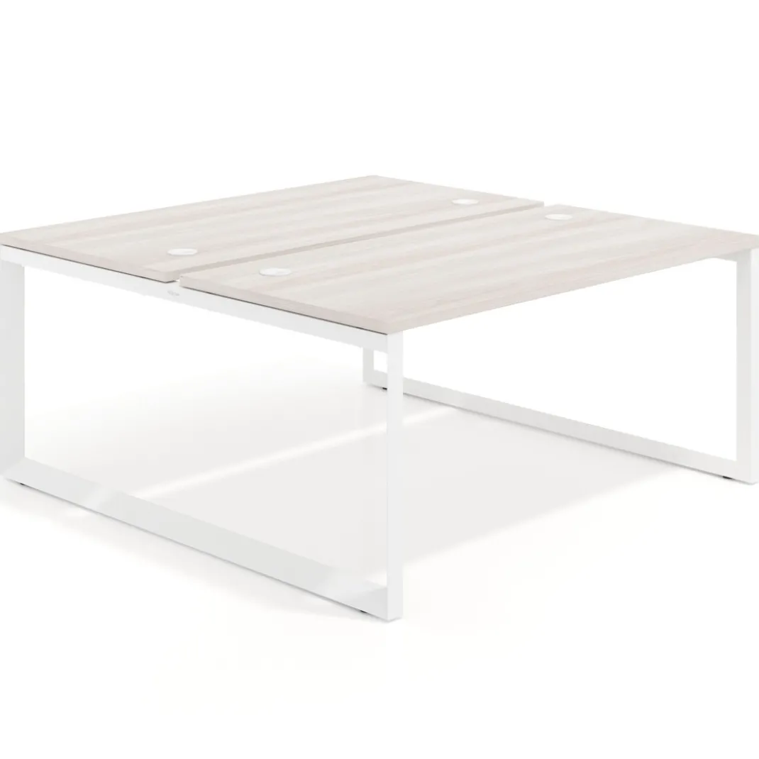 Mesa oficina multipuesto bench Delta fondo 166cm estructura blanca