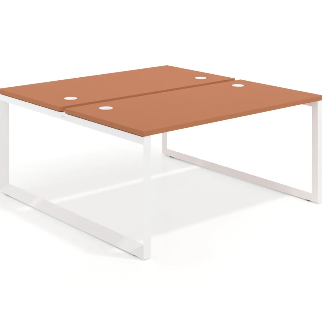 Mesa oficina multipuesto bench Delta fondo 166cm estructura blanca