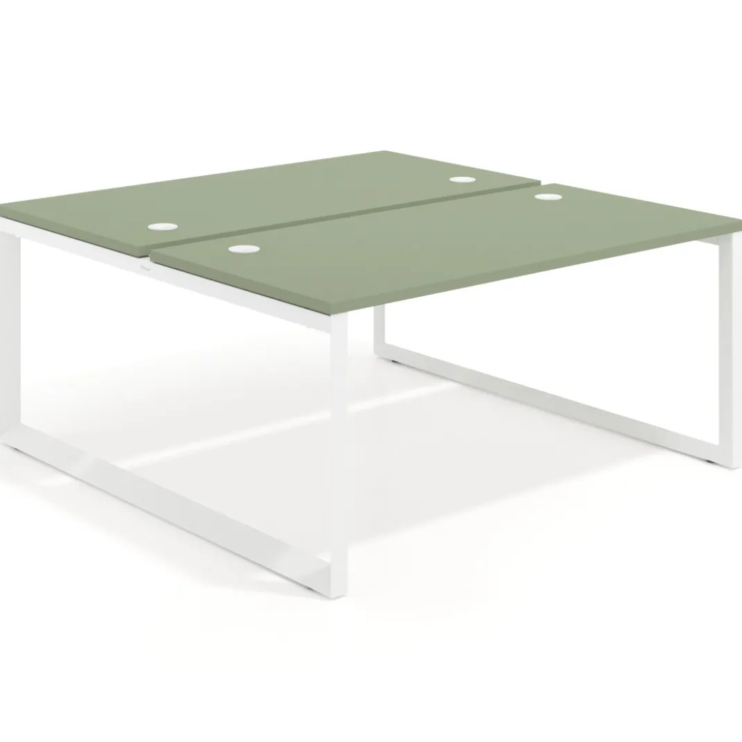 Mesa oficina multipuesto bench Delta fondo 166cm estructura blanca