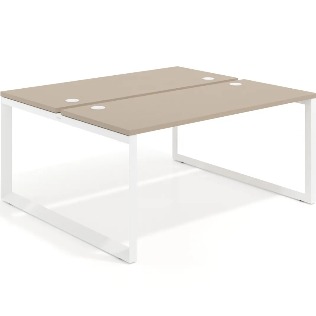 Mesa oficina multipuesto bench Delta fondo 142cm estructura blanca