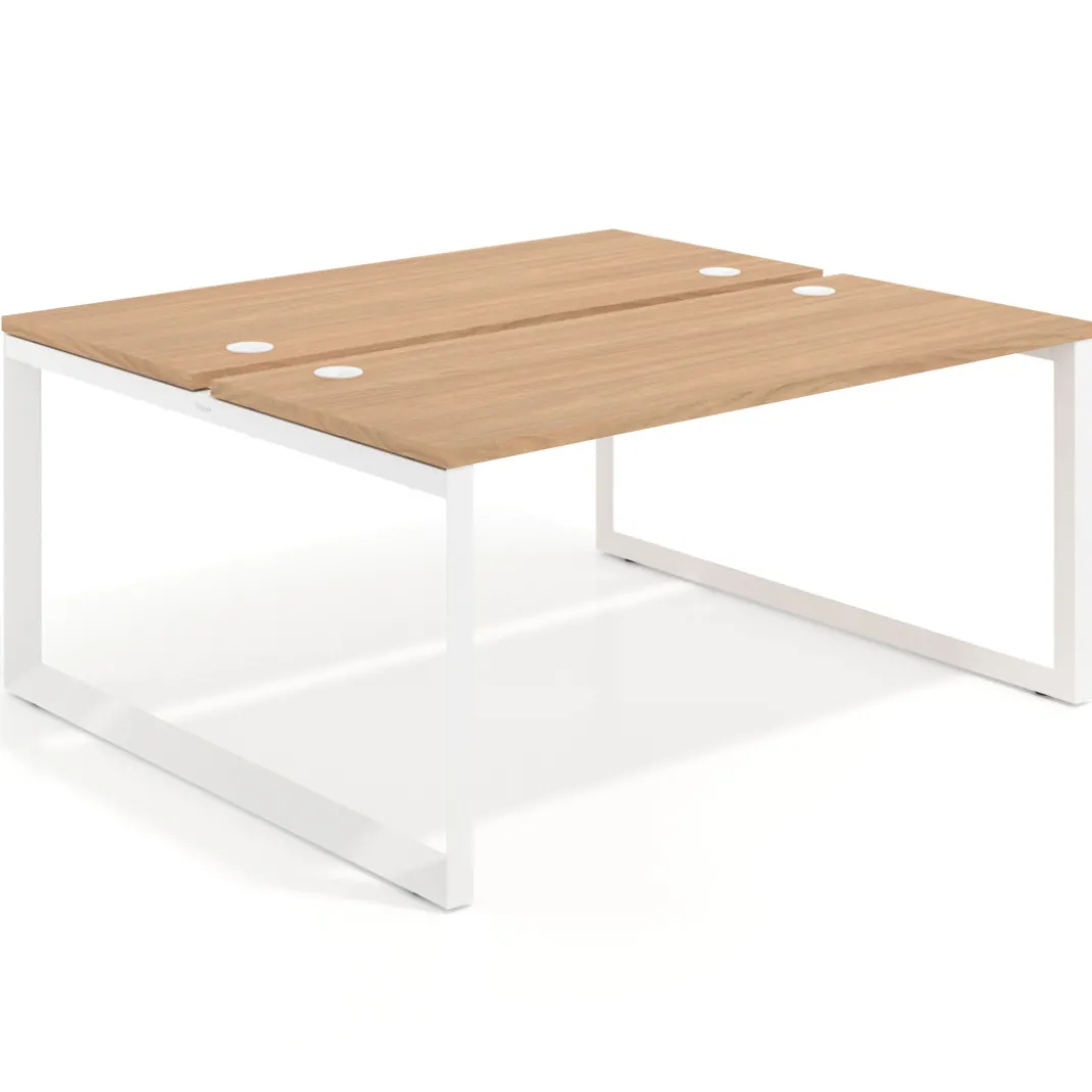 Mesa oficina multipuesto bench Delta fondo 142cm estructura blanca