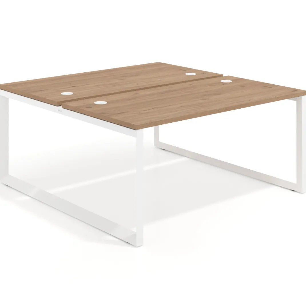Mesa oficina multipuesto bench Delta fondo 166cm estructura blanca