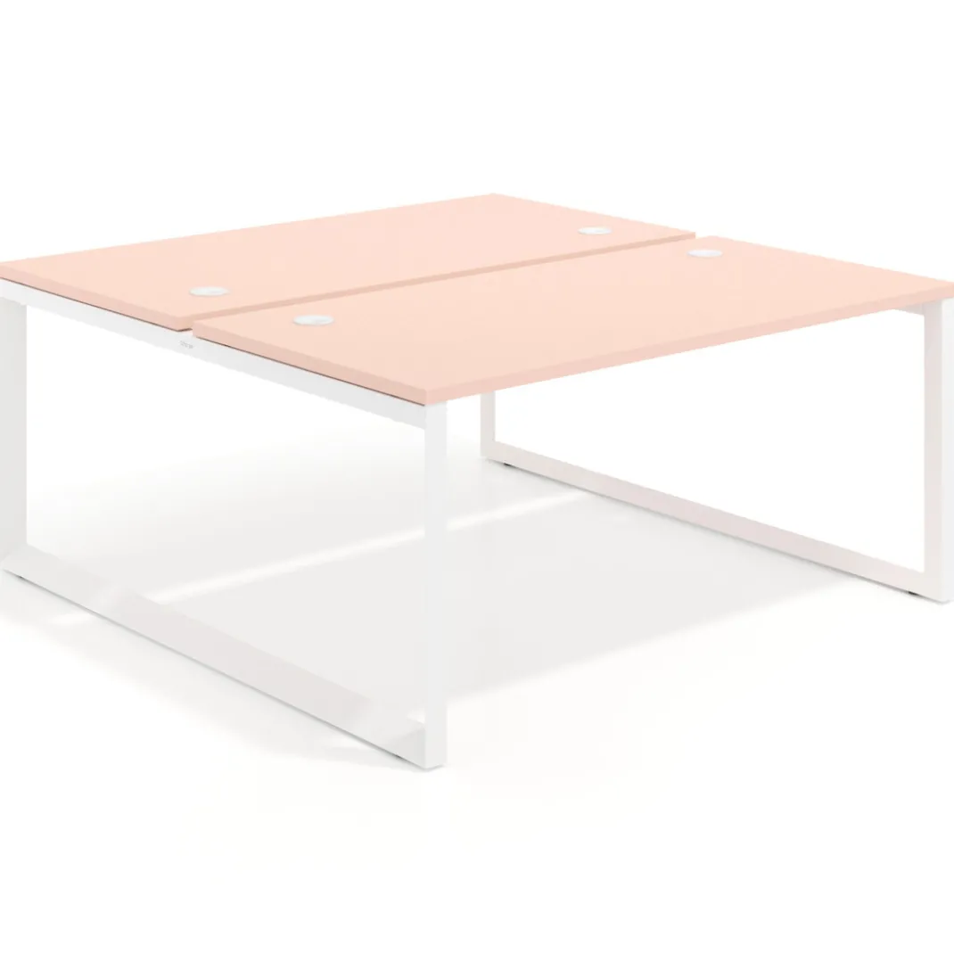Mesa oficina multipuesto bench Delta fondo 166cm estructura blanca