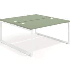 Mesa oficina multipuesto bench Delta fondo 166cm estructura blanca