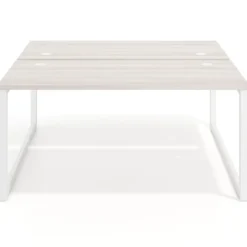 Mesa oficina multipuesto bench Delta fondo 166cm estructura blanca