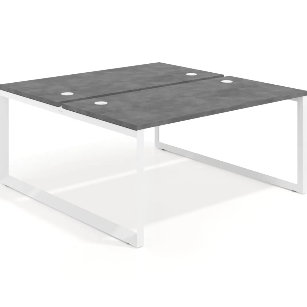 Mesa oficina multipuesto bench Delta fondo 166cm estructura blanca