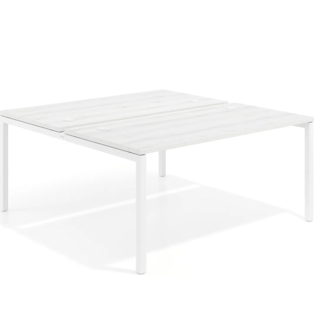 Mesa oficina multipuesto bench Kube fondo 166 cm estructura blanca