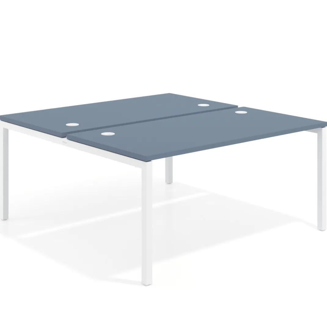 Mesa oficina multipuesto bench Kube fondo 166 cm estructura blanca