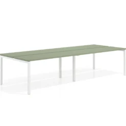 Mesa oficina multipuesto bench doble Kube, fondo 126 cm, estructura blanco