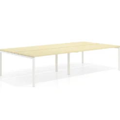 Mesa oficina multipuesto bench Kube doble, fondo 166 cm, estructura blanco