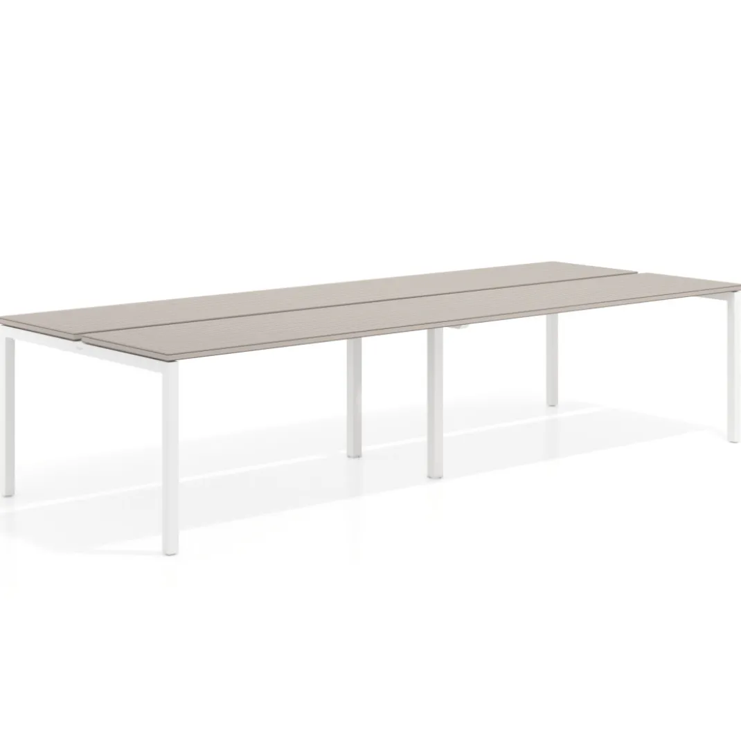 Mesa oficina multipuesto bench doble Kube, fondo 126 cm, estructura blanco