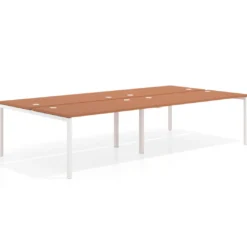 Mesa oficina multipuesto bench Kube doble, fondo 166 cm, estructura blanco