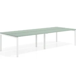 Mesa oficina multipuesto bench doble Kube, fondo 126 cm, estructura blanco