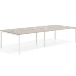 Mesa oficina multipuesto bench doble Kube, fondo 142cm, estructura blanco